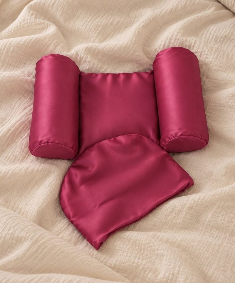 Jedwabny kokon obciążeniowy: poduszka PillowOnPillow z bocznymi wałeczkami i obciążeniowa Maska Sensoryczna